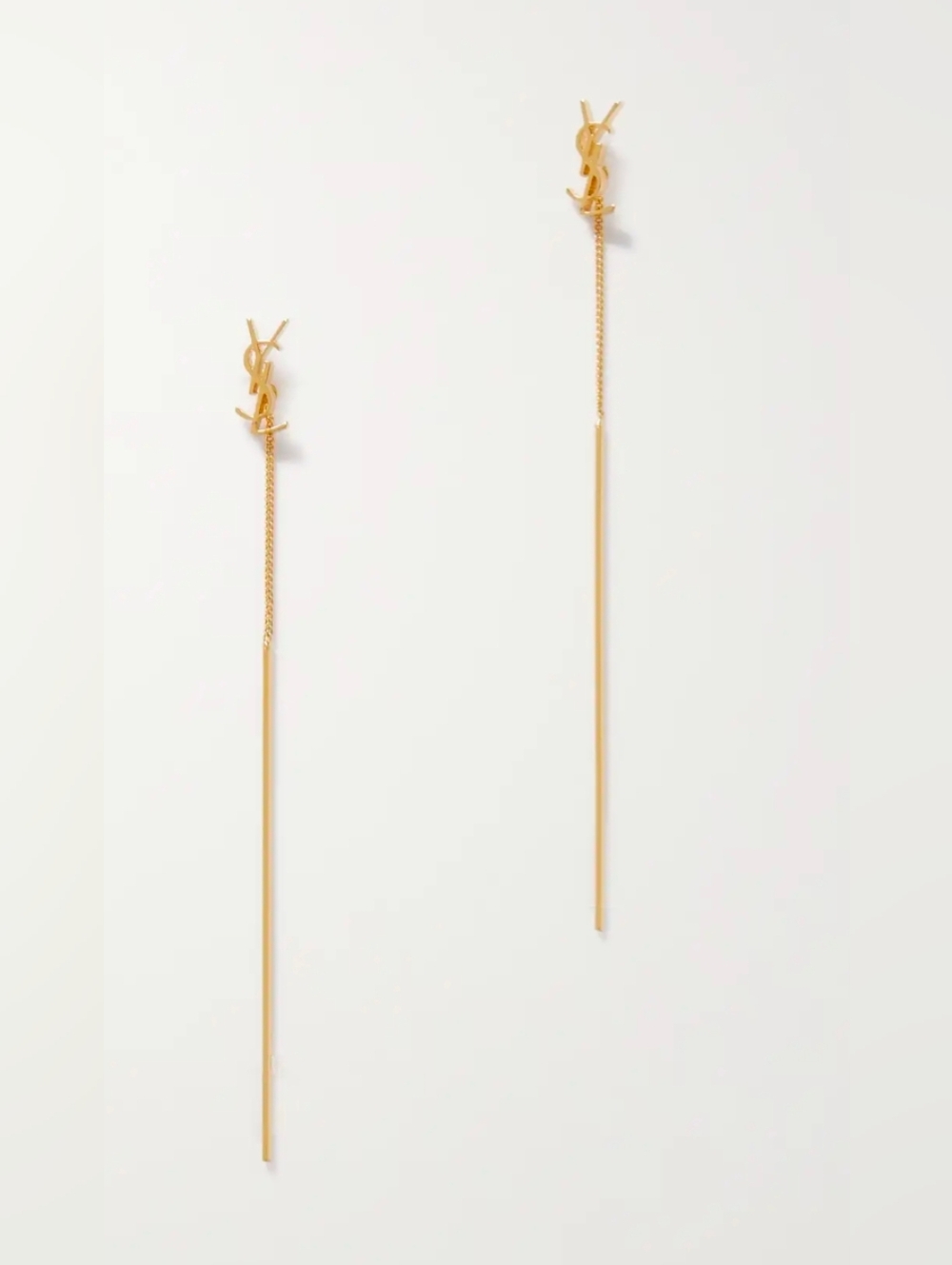 Saint Laurent Gold YSL Logo Drop Earrings - Picture 2 of 8